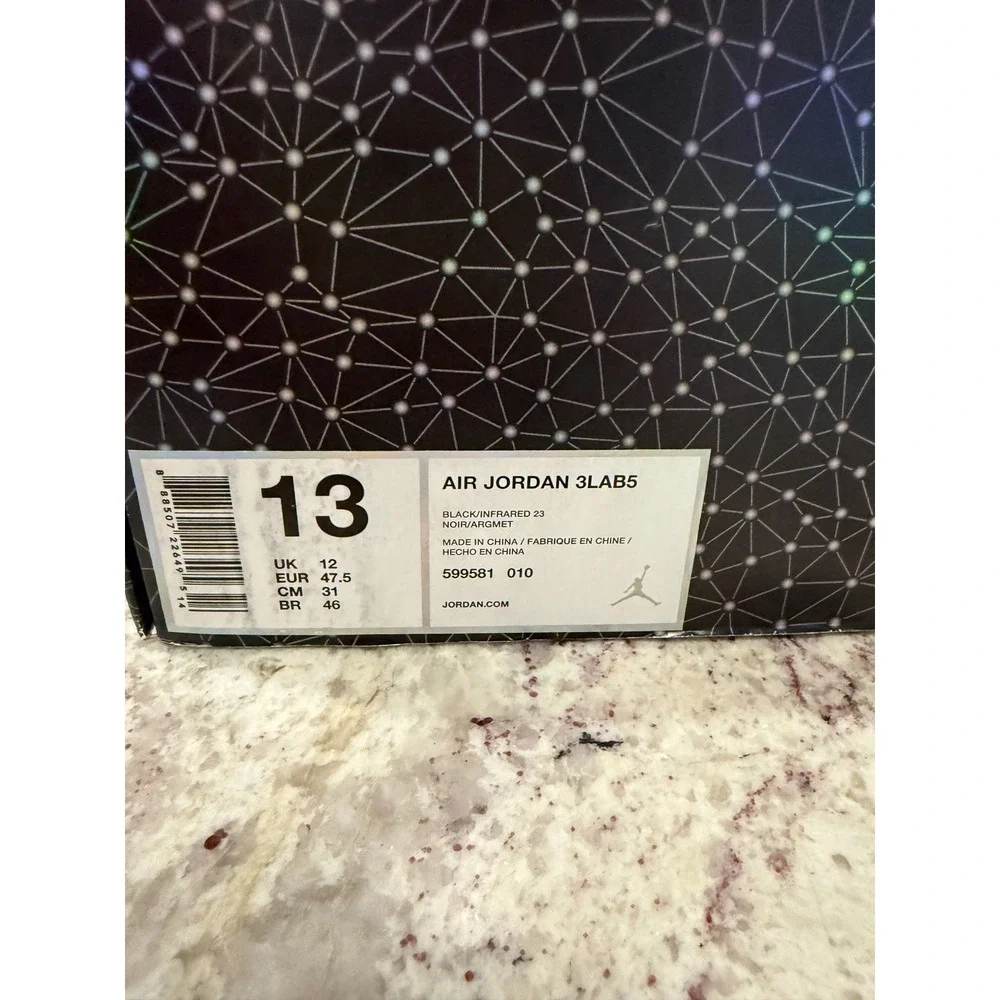 Jordan Air Jordan 3LAB5 Mens Size 13 Black Infrared NEW Elephant Print